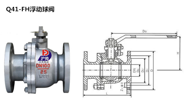 Q41F/H浮动球阀(碳钢|不锈钢)结构图